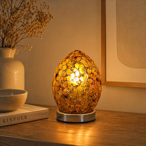 Small Mosaic Egg Lamp Bronze Flower Design – Mosaic Lamp by Febland