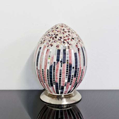 Art Deco Mosaic Glass Egg Lamp Off