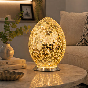 Gold Flower Medium Mosaic Glass Egg Lamp – Mosaic Lamp by Febland