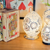 Art Deco Mirrored Flower Medium Mosaic Glass Egg Lamp