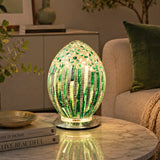 Green Deco Mosaic Glass Egg Lamp
