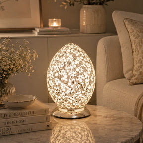 White Flower Medium Mosaic Glass Egg Lamp – Mosaic Lamp by Febland
