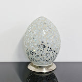 White Flower Medium Mosaic Glass Egg Lamp