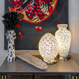 White Flower Medium Mosaic Glass Egg Lamp