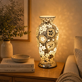 Art Deco Mirrored Flower Medium Mosaic Glass Vase Lamp – Mosaic Lamp by Febland