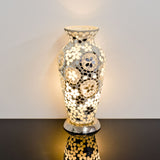 Art Deco Mirrored Flower Medium Mosaic Glass Vase Lamp