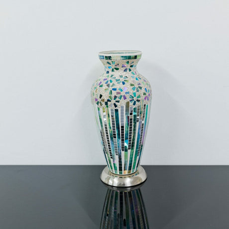 Green Deco Mosaic Glass Vase Lamp Off