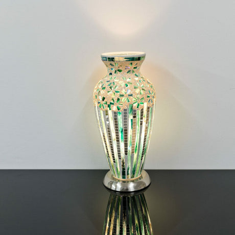 Green Deco Mosaic Glass Vase Lamp On
