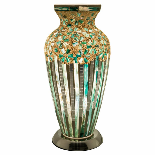 Green Deco Mosaic Glass Vase Lamp