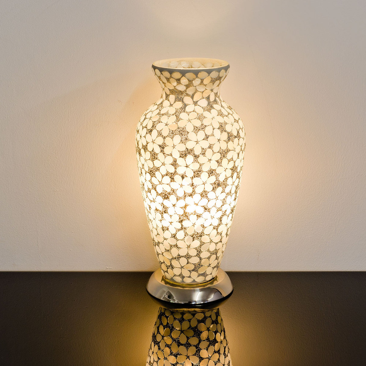 Opaque Flower Medium Mosaic Glass Vase Lamp