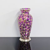 Magenta Flower Medium Mosaic Glass Vase Lamp