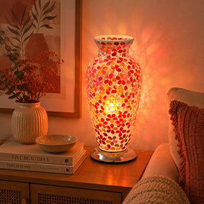 Red Flower Medium Mosaic Glass Vase Lamp – Mosaic Lamp by Febland