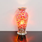 Red Flower Medium Mosaic Glass Vase Lamp