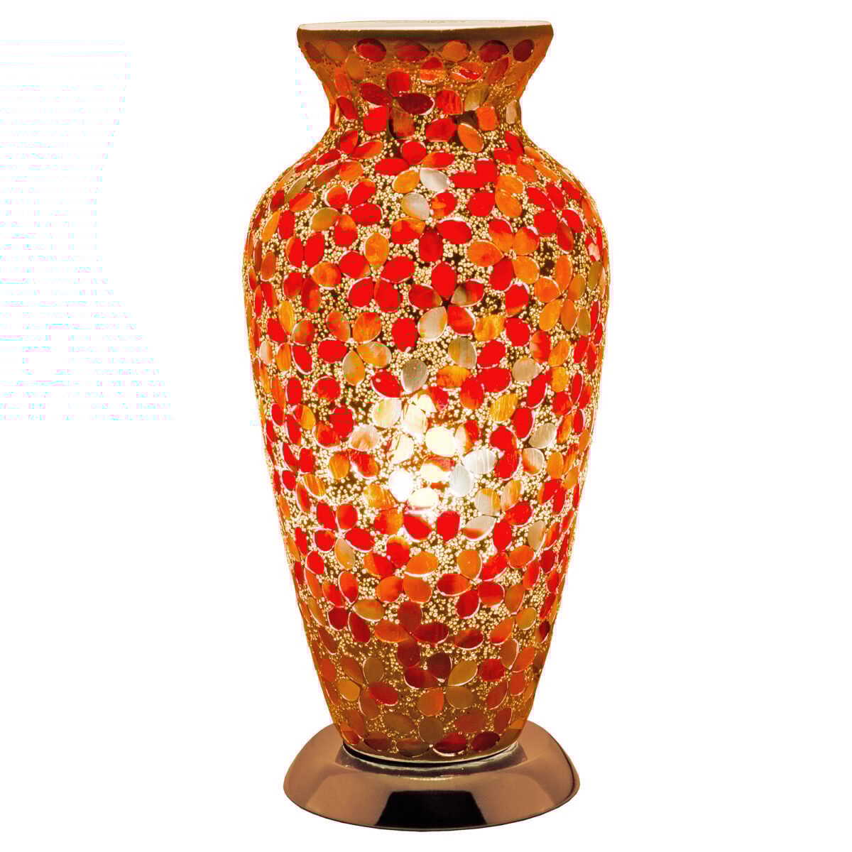 Red Flower Medium Mosaic Glass Vase Lamp