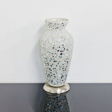 White Flower Medium Mosaic Glass Vase Lamp
