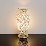 White Flower Medium Mosaic Glass Vase Lamp