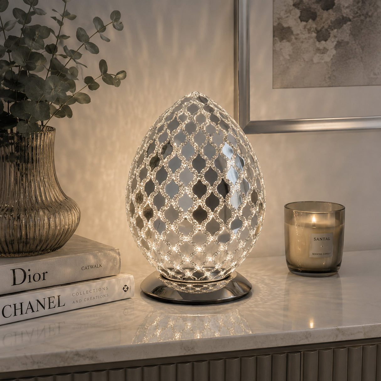 Mirror Mosaic Egg Lamp