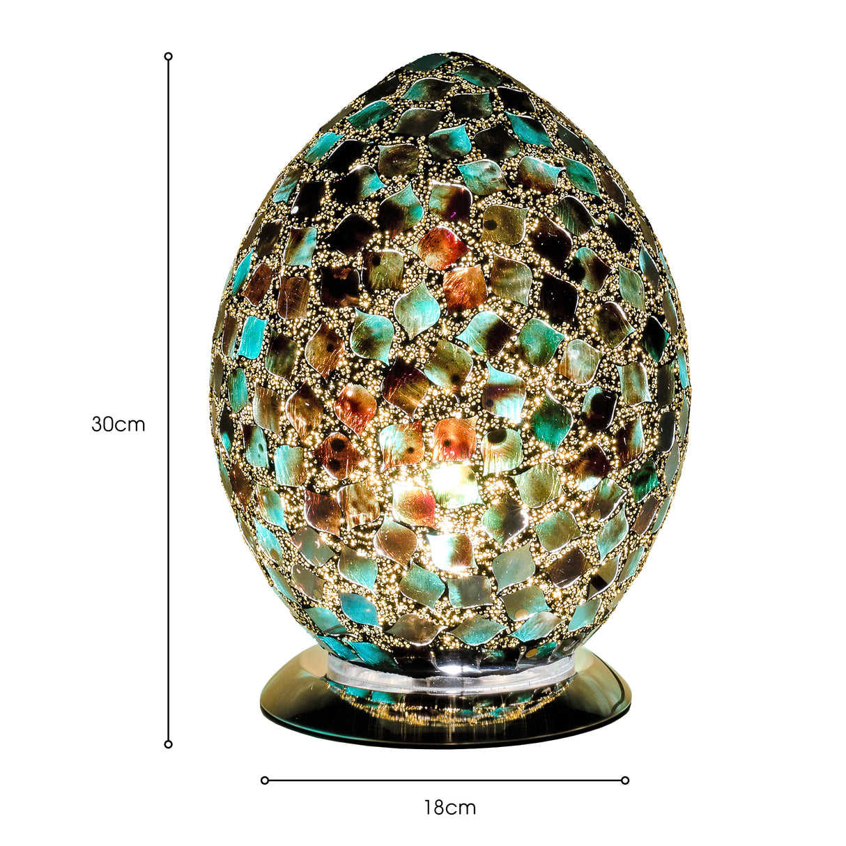 Peacock Green Mosaic Egg Lamp