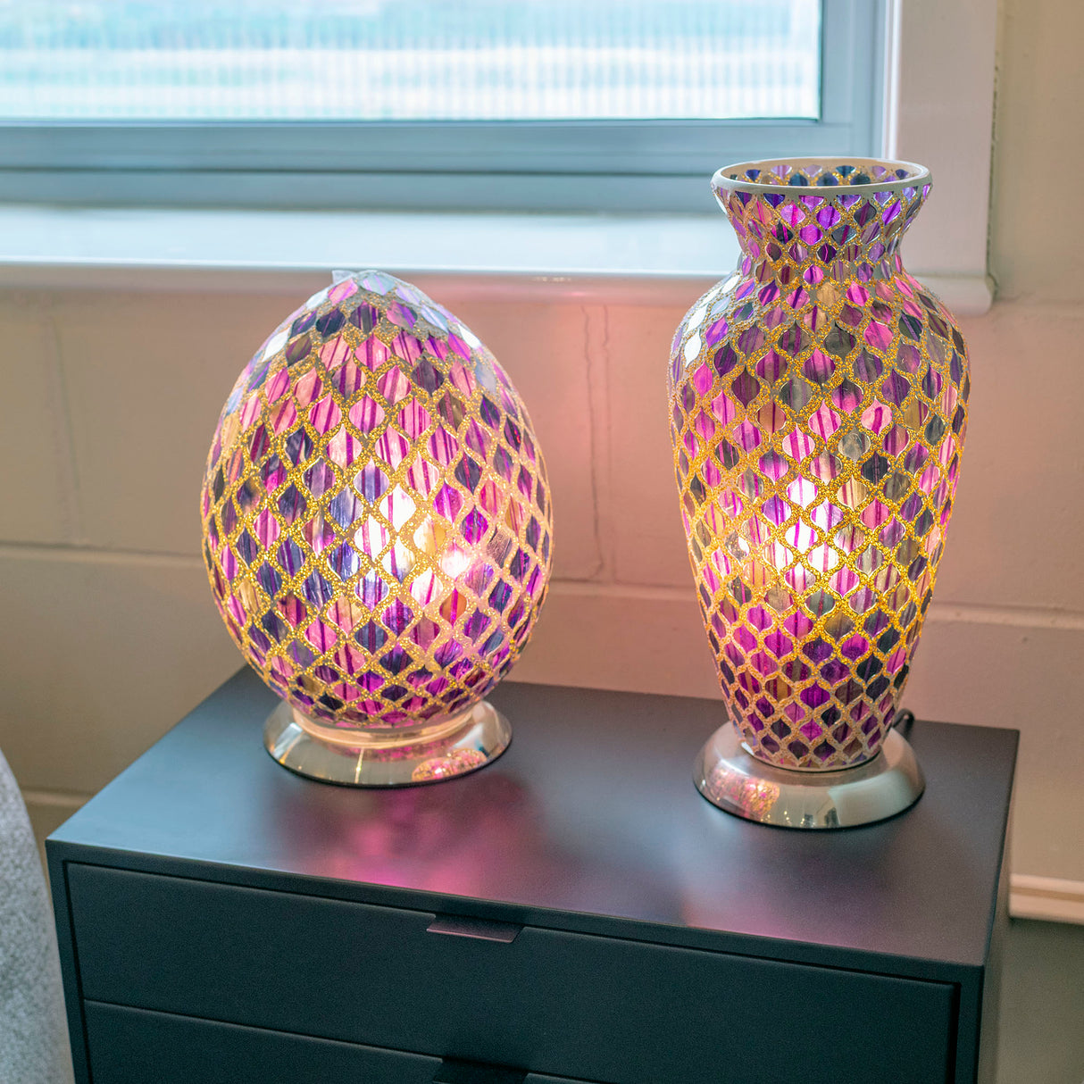 Purple Tile Mosaic Vase Lamp