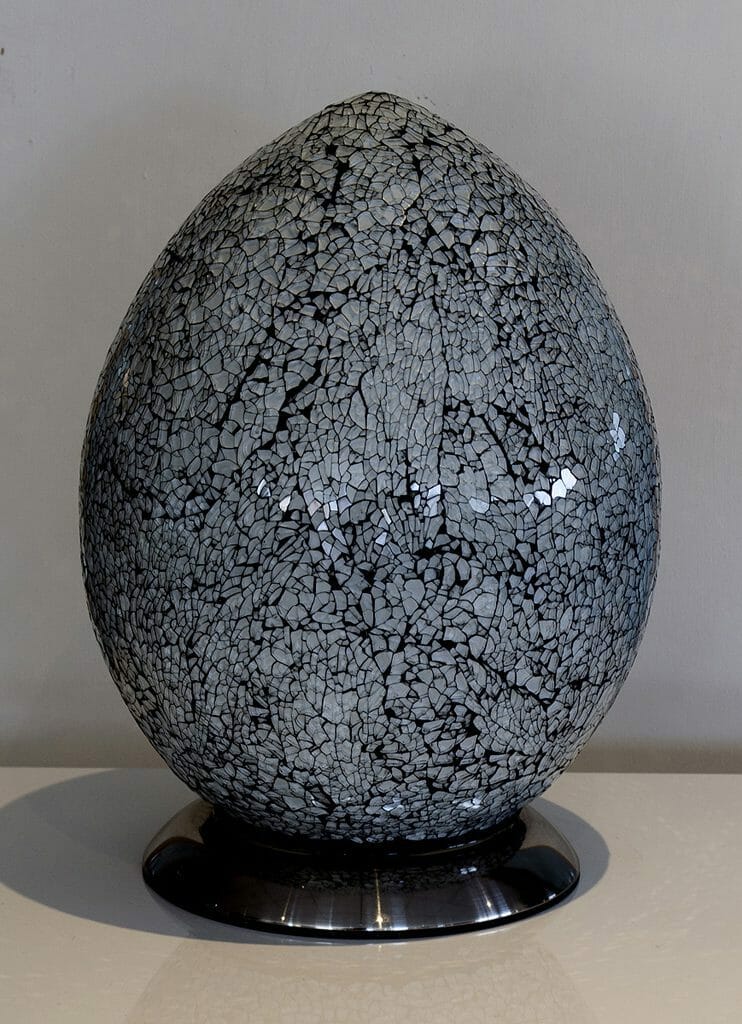White Mosaic Egg Lamp