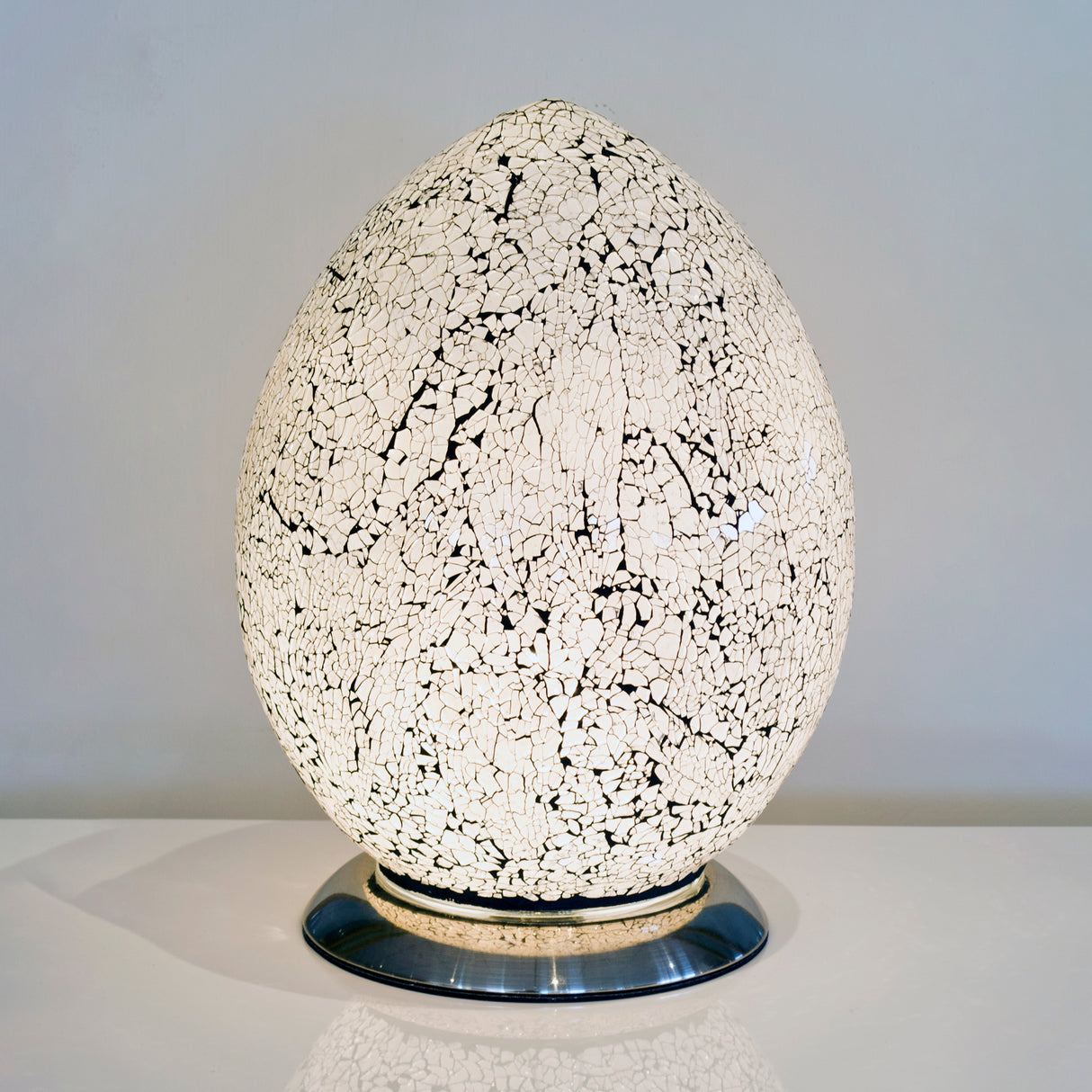 White Mosaic Egg Lamp