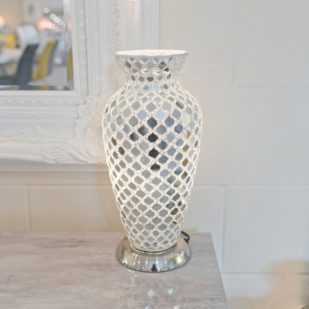 Mirrored Tile Mosaic Vase Lamp