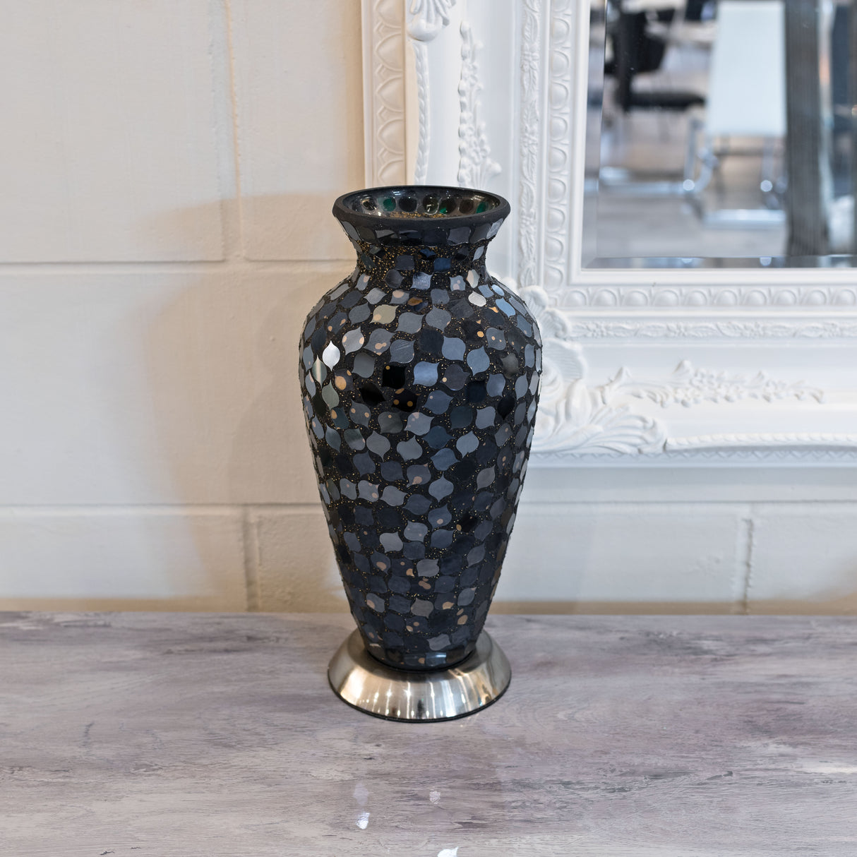 Dark Green Mosaic Vase Lamp