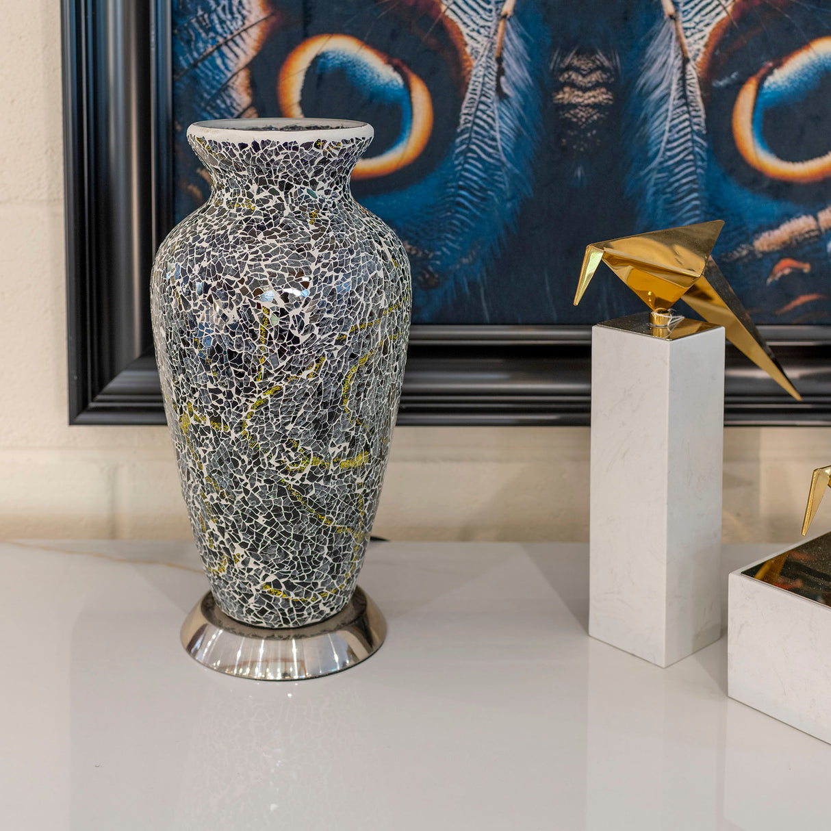 Purple Mosaic Vase Lamp