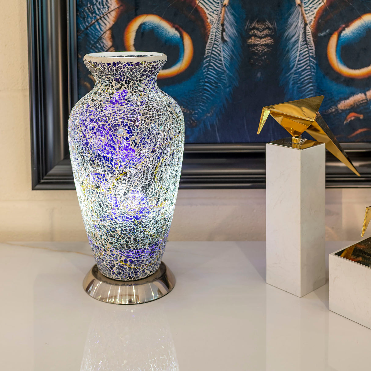 Purple Mosaic Vase Lamp