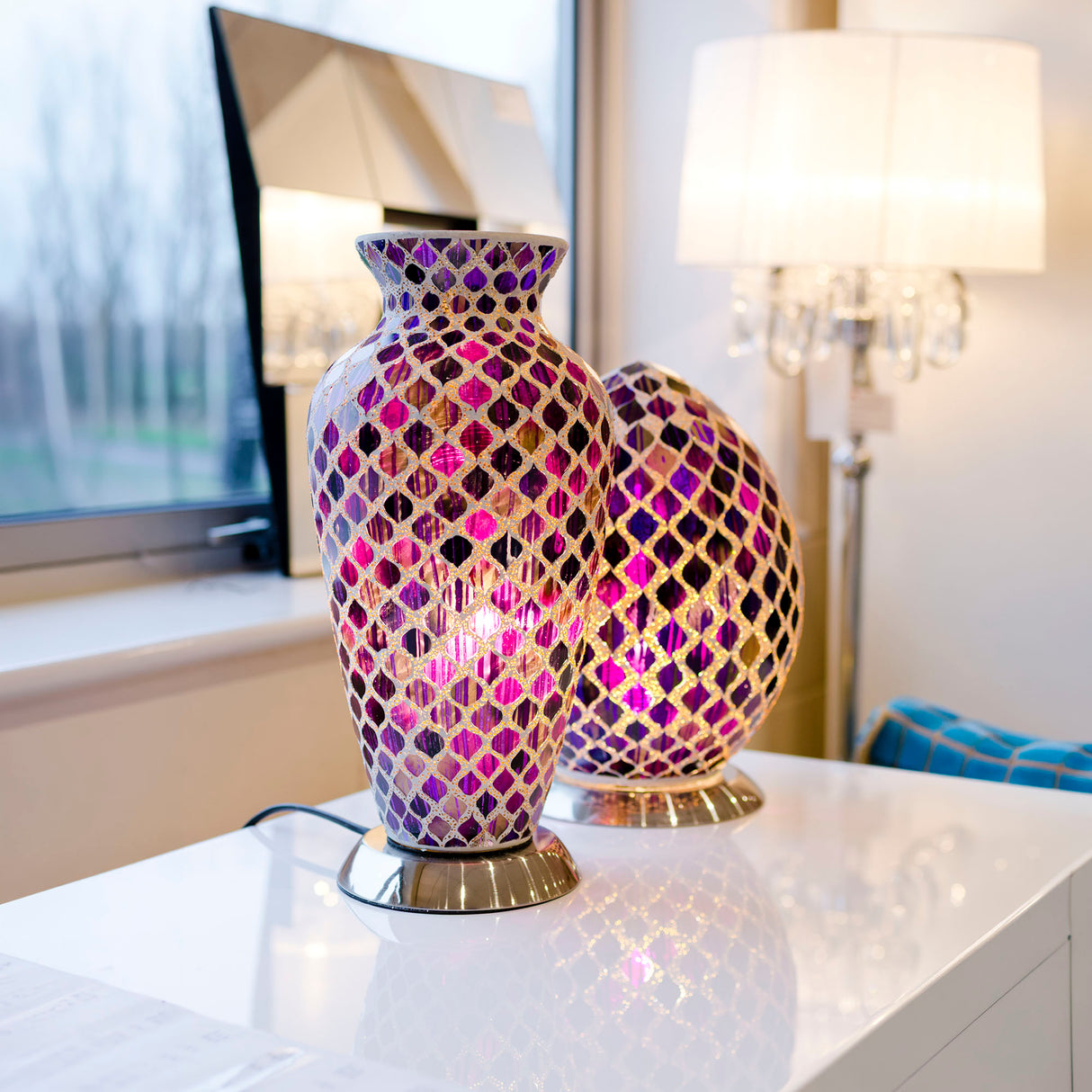 Purple Tile Mosaic Egg Lamp