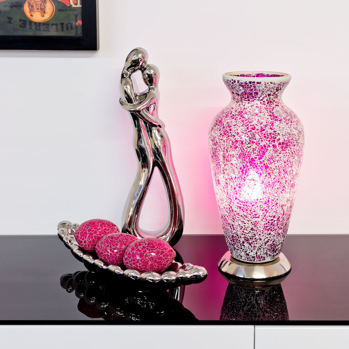 Rose Pink Mosaic Vase Lamp
