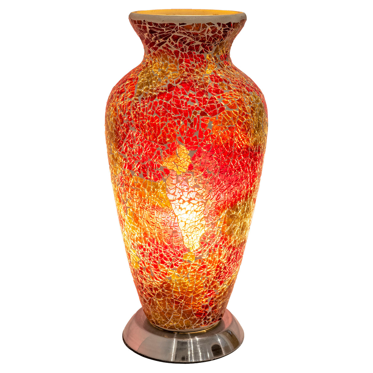 Orange & Red Mosaic Vase Lamp