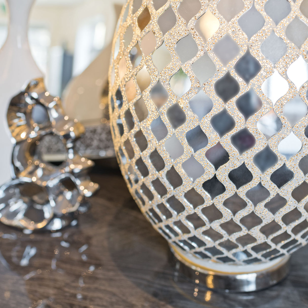 Large Mirror Mosaic Egg Lamp