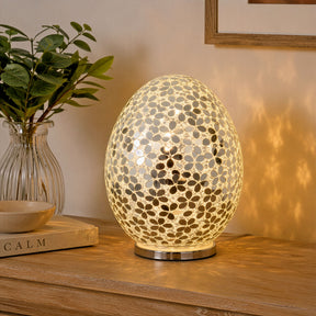 Mirrored Flower Design Large Mosaic Glass Egg Lamp – Mosaic Lamp by Febland
