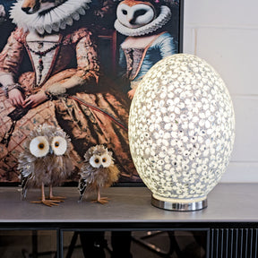 White Flower Large Mosaic Glass Egg Lamp – Mosaic Lamp by Febland