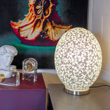 White Flower Large Mosaic Glass Egg Lamp