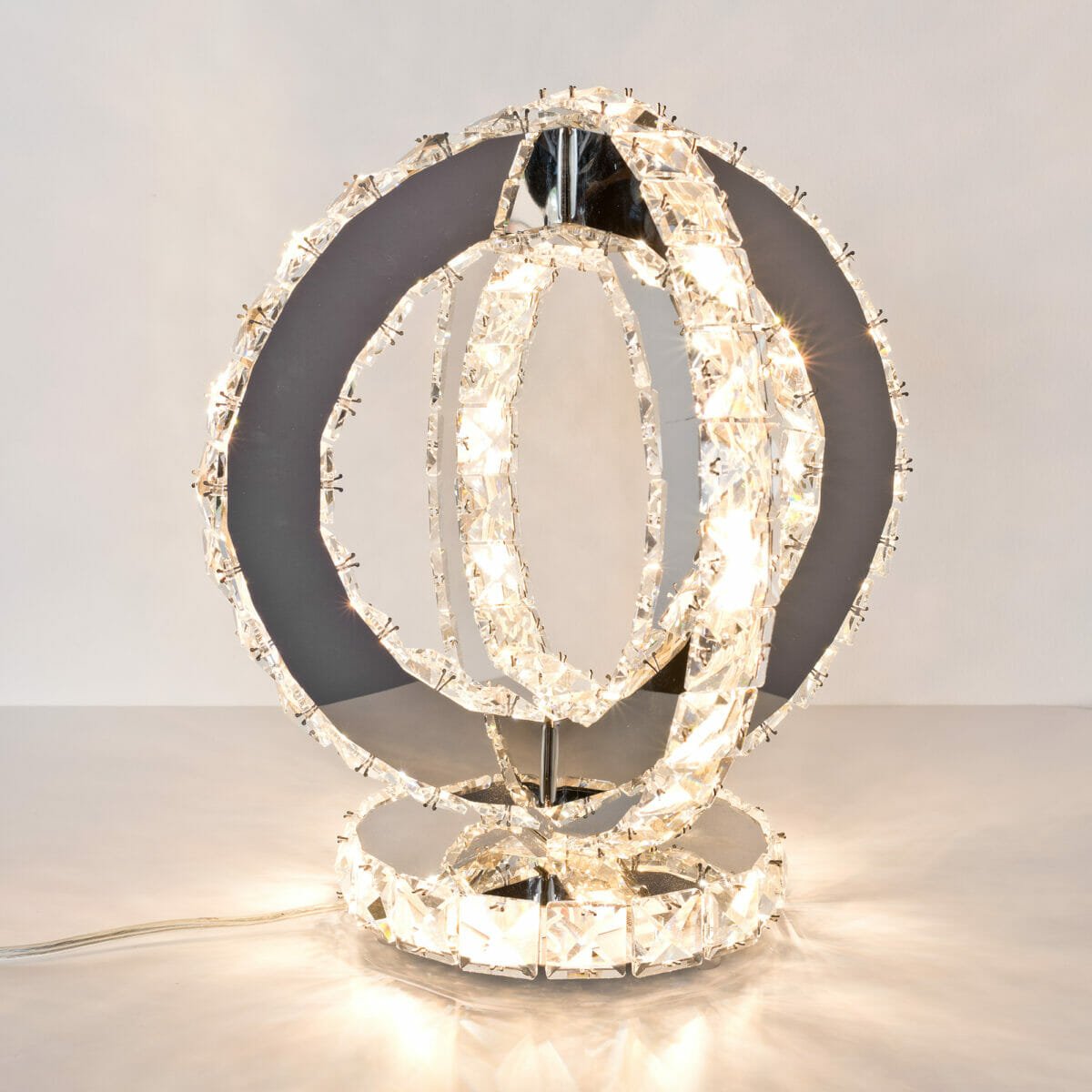 Glass Crystal Two Ring Table Light