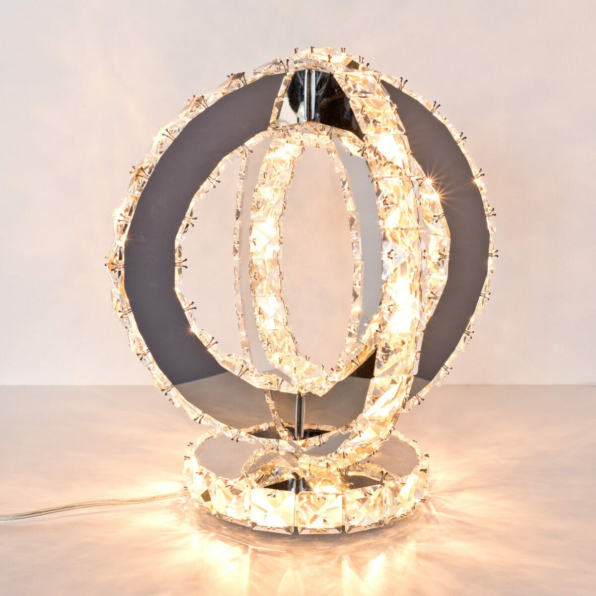 Glass Crystal Two Ring Table Light