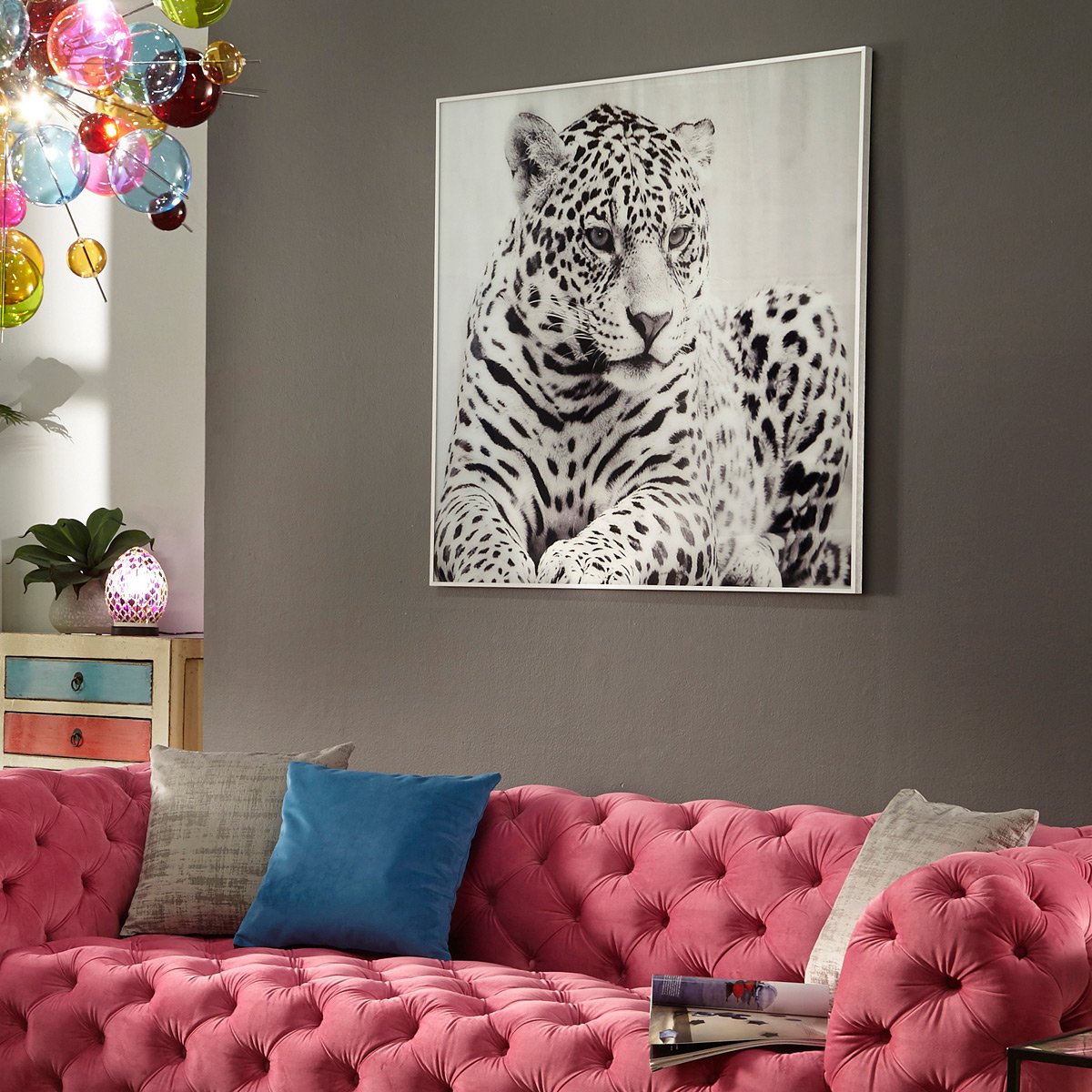 Black and White Leopard Glass Wall Art