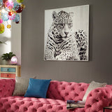 Black and White Leopard Glass Wall Art