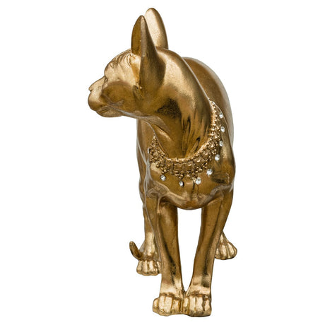 Golden sphynx cat statuette side