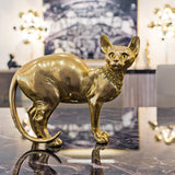 Gold Sphynx Cat Ornament with Diamante Necklace