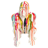 Paint Dripped Gorilla Monkey Sculpture White