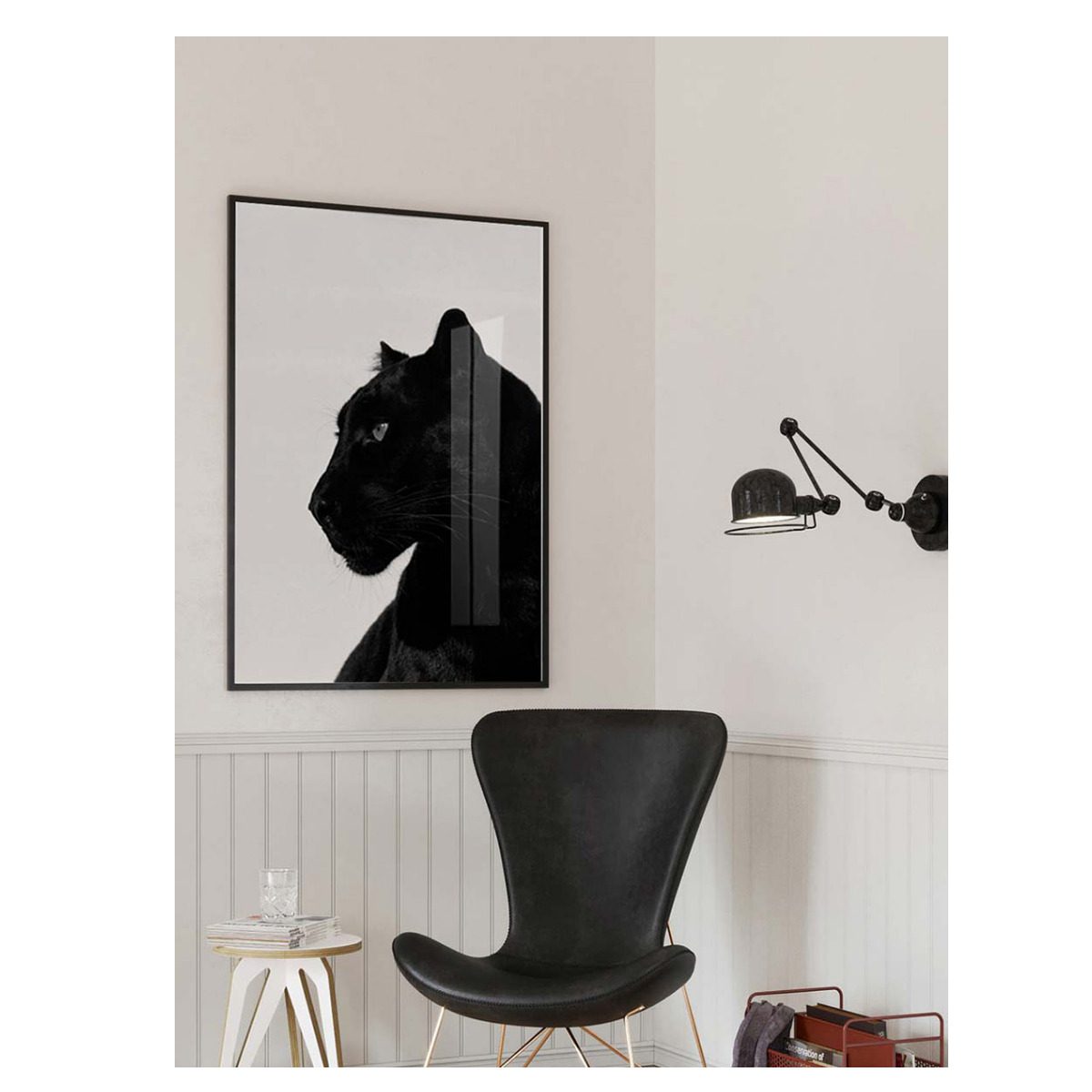 Framed Glass Black Panther Art