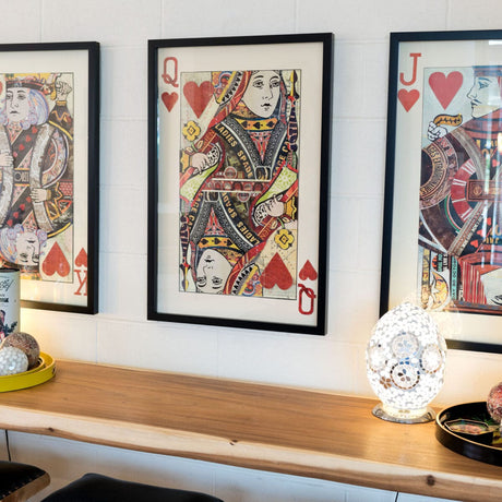 Queen of Hearts Collage Playing Card Wall Art in our Showroom