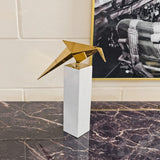 Long Tailed Tit on Tall Marble Plinth in our Showroom