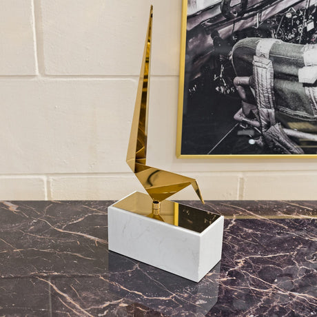 Long Tailed Tit on Small Marble Plinth in our Showroom