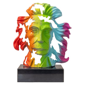 Albert Einstein Multicoloured Bust – Sculpture by Febland