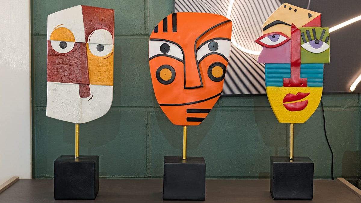 Abstract Face Art Sculpture in our Showroom