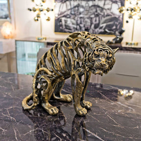 Hollow Gold Tiger Statue – Animal Sculpture by Febland